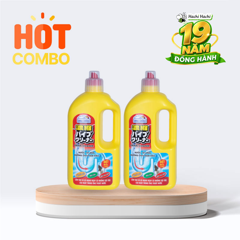 Combo siêu tiết kiệm 2 Nước tẩy rửa đường ống đậm đặc Smile Choice 1L