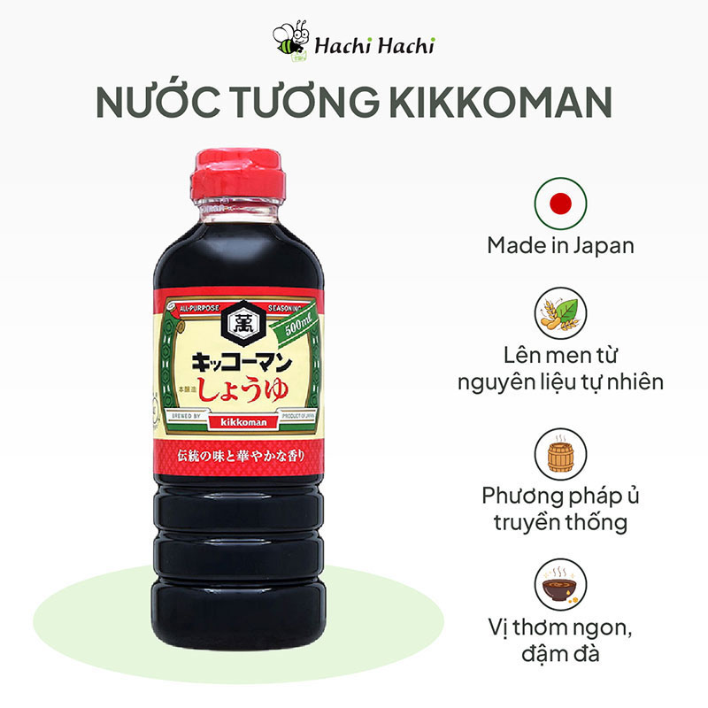 Combo siêu tiết kiệm 2 chai Nước tương đậu nành vị truyền thống Kikkoman 500ml thương hiệu 
