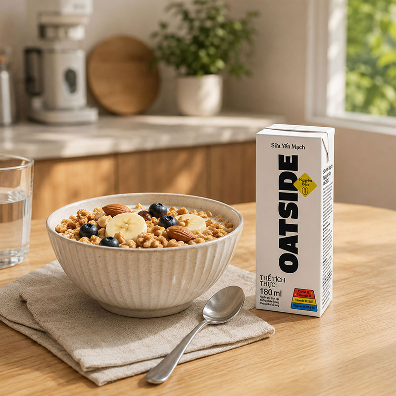 Combo siêu hòi mua Ngũ cốc trái cây Calbee ít đường 600g tặng 1 lốc 3 hộp TPBS: Sữa yến mạch vị nguyên bản Oatside 180ml thương hiệu 