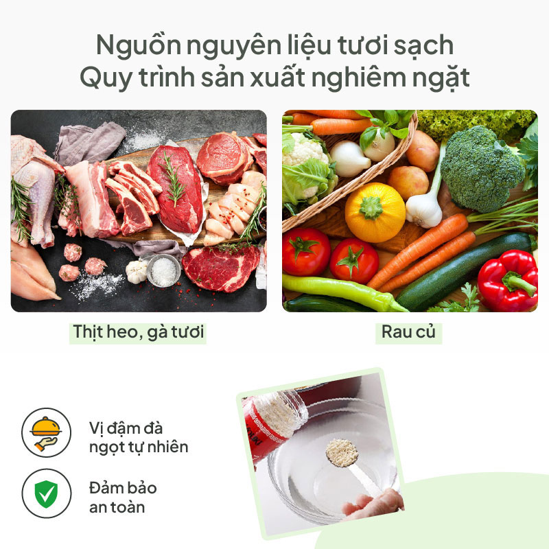 Combo siêu tiết kiệm Hạt nêm chiết xuất thịt và rau Youki 520g và Phụ gia thực phẩm: Bột ngọt Ajinomoto Nhật Bản 1kg thương hiệu 