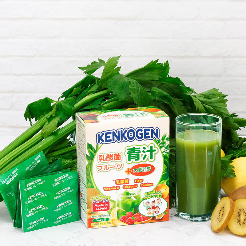 Combo siêu tiết kiệm 2 hộp TPBS: Bột mầm lúa mạch non Nhật Bản Kenkogen trái cây lợi khuẩn, chất xơ, Omega 3 Canxi D 24 gói thương hiệu 