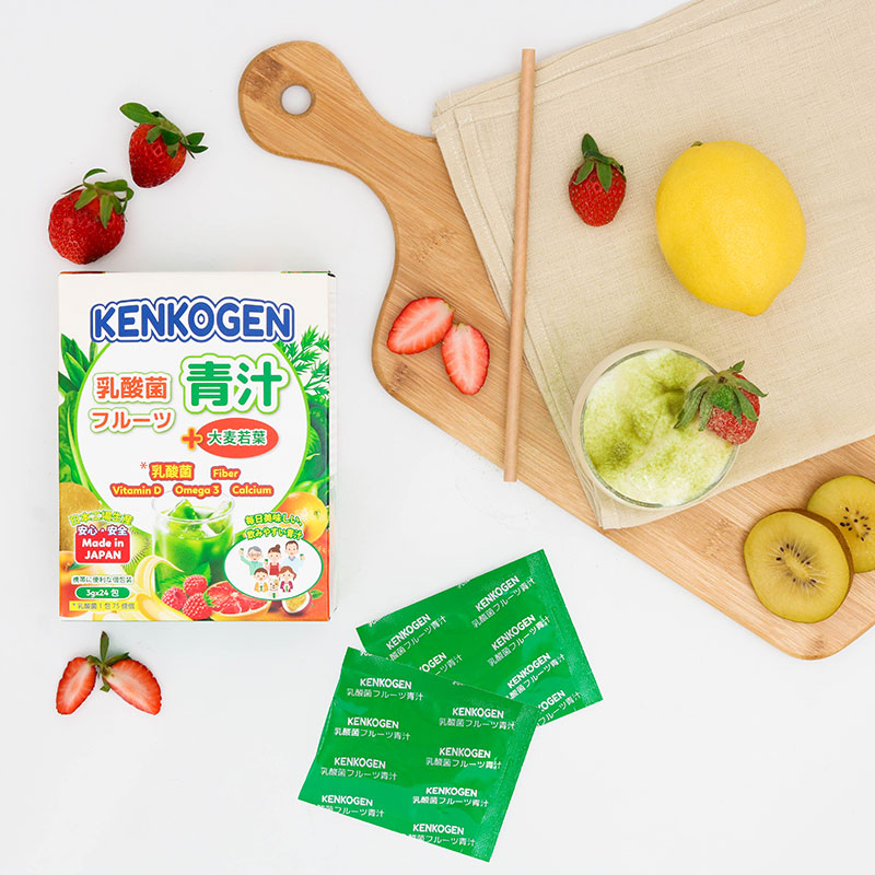Combo siêu tiết kiệm 2 hộp TPBS: Bột mầm lúa mạch non Nhật Bản Kenkogen trái cây lợi khuẩn, chất xơ, Omega 3 Canxi D 24 gói thương hiệu 