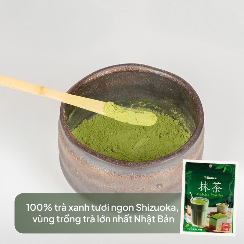 Combo siêu hời mua 4 Bột trà xanh Matcha Nhật Bản Kanes 50g tặng Máy tạo bọt sữa, cà phê cầm tay Echo Metal thương hiệu 