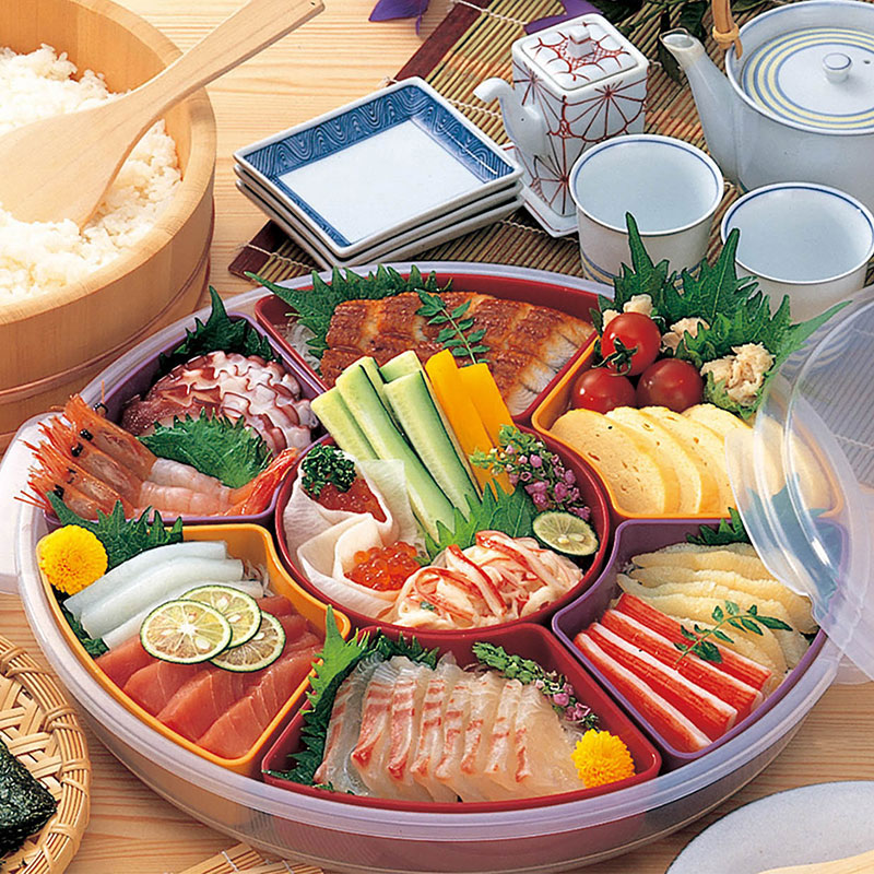 Combo siêu hời mua Rổ quay rau 26cm tặng Khay đựng nguyên liệu Inomata 7 ngăn 39cm thương hiệu 