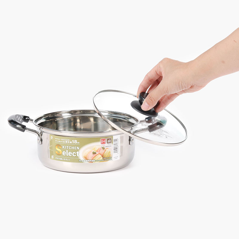 Combo siêu hời mua Chảo chống dính cao cấp Nhật Bản Hokuriku 20cm Plateado tặng Nồi inox Pearl Metal  18cm kèm nắp kính thương hiệu 