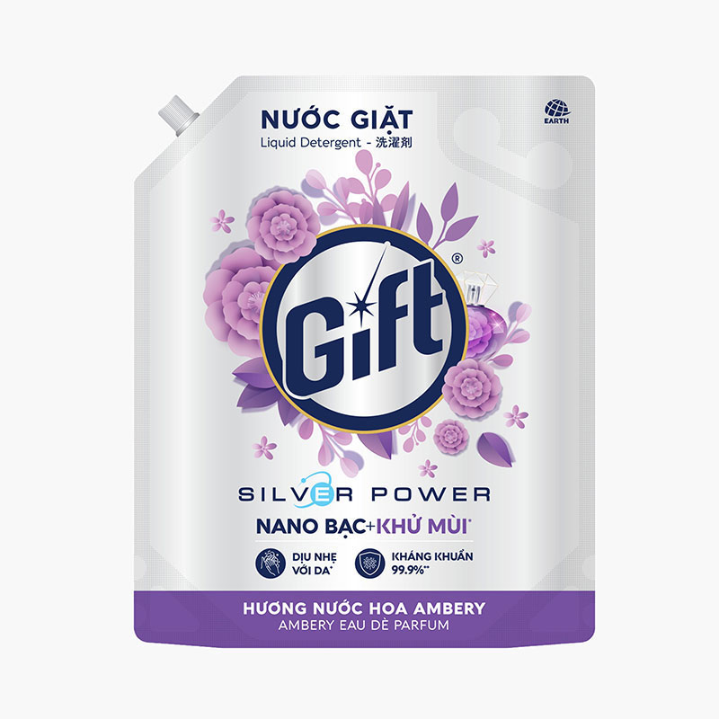 Combo siêu tiết kiệm 1 thùng 4 Nước giặt Gift Hương nước hoa Ambery túi 3.6kg thương hiệu 