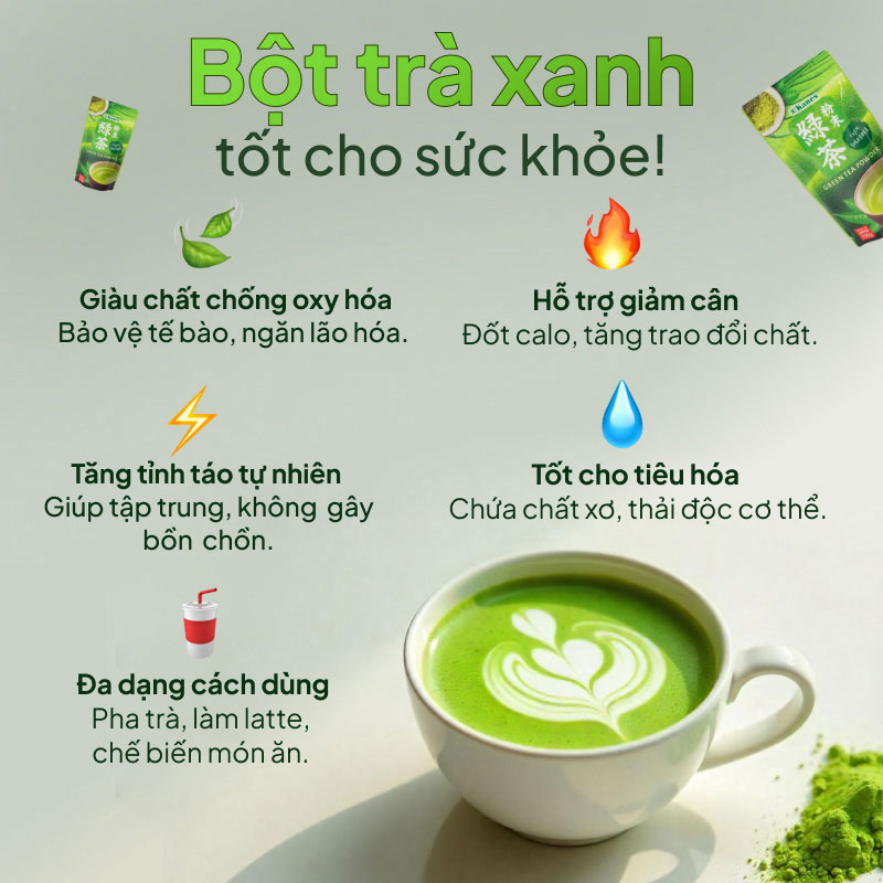 Combo siêu hời mua 3 gói Bột trà xanh Nhật Bản Kanes 100g tặng Máy tạo bọt sữa, cà phê cầm tay Echo Metal thương hiệu 