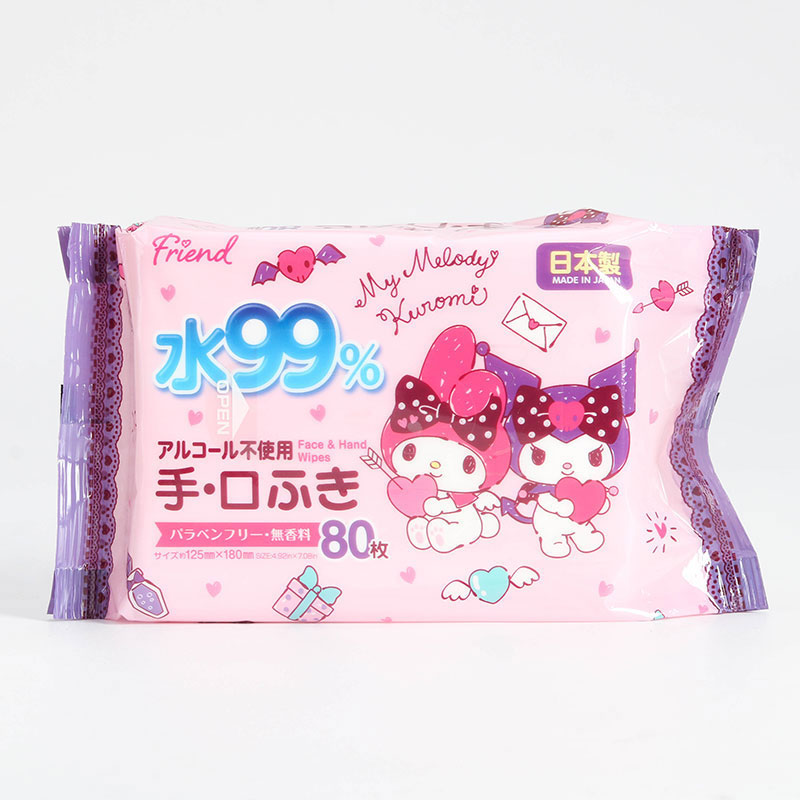 Combo siêu tiết kiêm 2 Khăn ướt không cồn, chứa 99% nước My Melody Kuromi 80 tờ thương hiệu 
