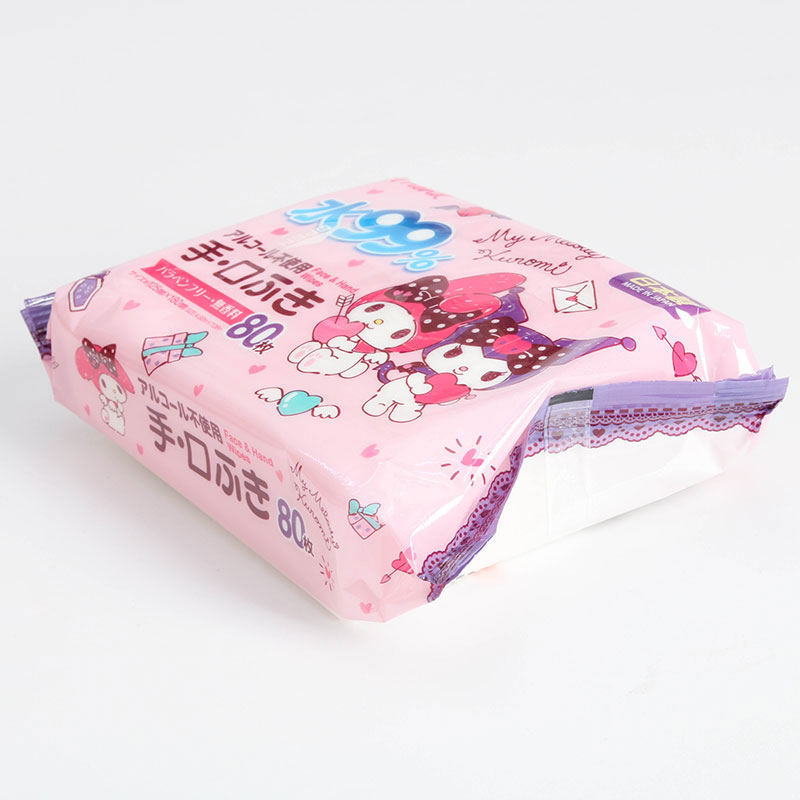 Combo siêu tiết kiêm 2 Khăn ướt không cồn, chứa 99% nước My Melody Kuromi 80 tờ thương hiệu 