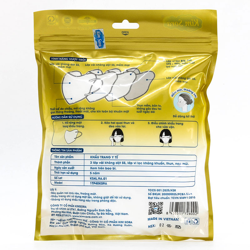Combo siêu tiết kiêm 3 Khẩu trang y tế  Kim Sora 4 lớp 9A 10 cái (Nhiều mẫu) thương hiệu 