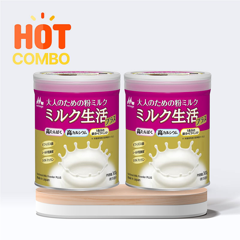 Combo siêu tiết kiệm 2 lon TPBS: Sữa bột dinh dưỡng cho người lớn Morinaga Plus 300g