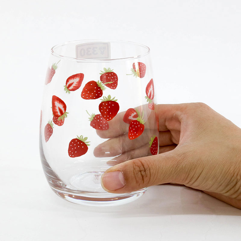 Combo siêu tiết kiệm 2 Ly thủy tinh 400ml (Hình dâu tây) thương hiệu 