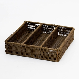 Khay đựng vật dụng chia ngăn giả mây 3 ngăn 26x25.5cm