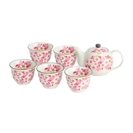 Bộ bình, ly gốm Nhật Bản (Hoa Sakura)