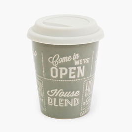 Ly gốm Living, ca, cốc gốm sứ 340ml kèm nắp có miệng uống trực tiếp