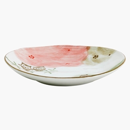 Đĩa sứ Nhật Bản 16.5x15.5cm, Đĩa gốm sứ nông lòng, đĩa gốm sứ cạn lòng, dùng được lò vi sóng (Cú mèo may mắn)