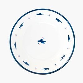 Đĩa sứ Nhật Bản 18cm, đĩa gốm sứ nông lòng, cạn lòng (Họa tiết chim vỗ cánh), dùng được lò vi sóng