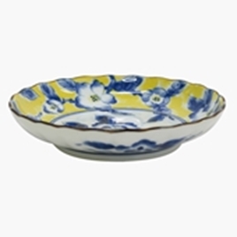 Đĩa sứ Nhật Bản 16.3cm, Đĩa gốm sứ nông lòng, đĩa gốm sứ cạn lòng (Hoa vàng)