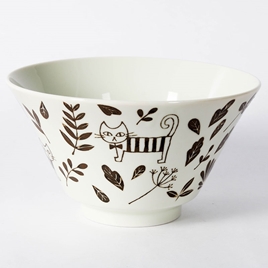 Tô sứ Nhật Bản, tô đại, bát ô tô, bát tô canh, bát ăn mì 16.8cm (Thế giới mèo), dùng được lò vi sóng