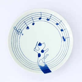 Đĩa sứ Nhật Bản 20.7cm, đĩa gốm sứ nông lòng, cạn lòng (Thế giới mèo), dùng được lò vi sóng