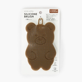 Miếng silicone rửa chén, nồi chảo hình gấu 2 cái (Có móc hít treo)