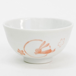 Chén bát sứ Nhật Bản, chén bát ăn cơm 11cm (Thỏ Sakura hồng), dùng được lò vi sóng