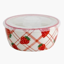 Hộp sứ đựng thức ăn 11cm (Hình dâu tây)