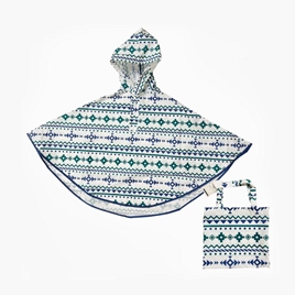 Áo mưa trẻ em cánh dơi họa tiết Kilim kèm túi đựng 100-120cm (Xanh)