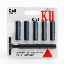 Dao cạo râu 2 lưỡi kép KAI (1 Cây & 5 Đầu Lưỡi K2-5B1)