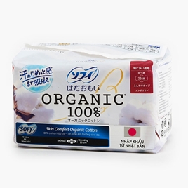 Băng vệ sinh Organic Cotton có cánh Sofy 23cm 15 miếng, 100% cotton hữu cơ