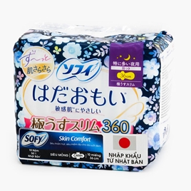 Băng vệ sinh ban đêm Sofy Skin Comfort Ultra Thin siêu mỏng cánh 36cm 10 miếng 