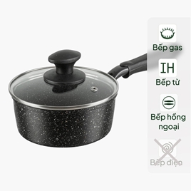 Quánh chống dính đá hoa cương 16cm Kèm nắp kính, dùng được bếp từ