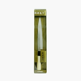 Dao bếp cắt Sashimi inox Nhật Bản Nikken Tsubazo lưỡi 20cm, cán gỗ