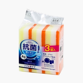 Mút rửa chén ion bạc kháng khuẩn Kokubo 3 cái (loại mềm)