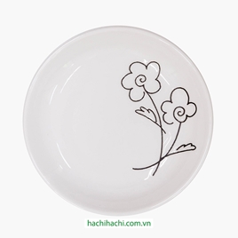 Đĩa sứ 14cm, đĩa gốm sứ nông lòng, cạn lòng, dùng được lò vi sóng