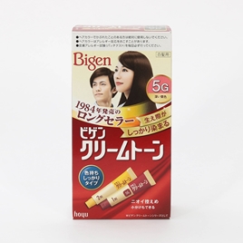 Kem nhuộm tóc phủ bạc Nhật Bản Bigen cream tone 5G Nâu, Siêu bền màu, không mùi khó chịu