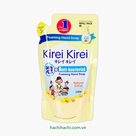 Dung dịch rửa tay, nước rửa tay tạo bọt Kirei Kirei hương chanh túi refill 200ml 