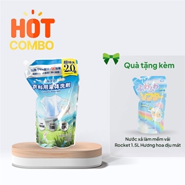 Combo siêu hời mua Nước giặt kháng khuẩn khử mùi Mitsuei 1.45kg tặng Nước xả làm mềm vải Rocket 1.5L Hương hoa dịu mát