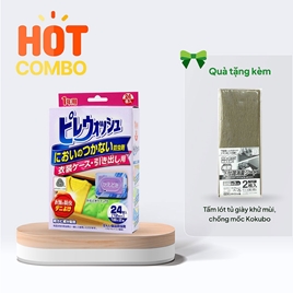 Combo siêu hời mua Viên khử mùi tủ quần áo 24 viên tặng Tấm lót tủ giày khử mùi, chống mốc Kokubo