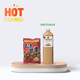 Combo siêu tiết kiệm Hạt dẻ Organic 216g (108g x 2 gói) và Trà sữa Kirin 1.5L  (HSD: 31/8/2026)