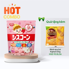 Combo siêu hời mua TPBS: Ngũ cốc dinh dưỡng Nissin Ciscorn vị dâu 130g tặng Bánh quy bơ Kajitani 65g (HSD: 19/8/2026)