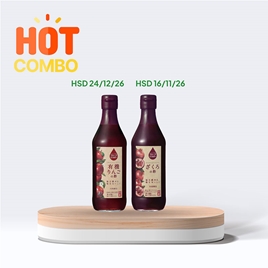 Combo siêu tiết kiệm Giấm táo Organic Uchibori 360ml (HSD: 24/12/2026) và Giấm lựu Nhật Bản Uchibori 360ml (HSD: 16/11/2026)