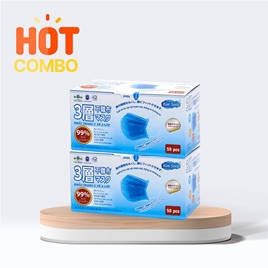 Combo siêu tiết kiệm 2 Hộp Khẩu trang y tế Kim Sora 3 lớp (50 cái - Xanh)