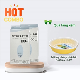 Combo siêu hời mua 2 Bao tay dùng 1 lần 100 cái Free size  tặng Bộ khay rổ nhựa Nhật Bản Nakaya 24.5cm (Nhiều mẫu) 