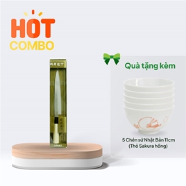 Combo siêu hời mua Dao bếp cắt Sashimi inox Nikken Tsubazo lưỡi 20cm tặng  Chén sứ Nhật Bản 11cm (Thỏ Sakura hồng) 