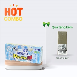 Combo siêu hời mua Hộp hút ẩm khử mùi ẩm mốc ngăn tủ Nhật Bản hương xà phòng Hakugen Earth 450mlx3 hộp tặng Tấm lót tủ giày