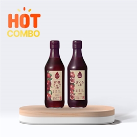 Combo siêu tiết kiệm Giấm táo Organic Uchibori 360ml và Giấm lựu Nhật Bản Uchibori 360ml