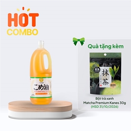 Combo siêu hời mua Dầu gạo Nhật Bản nguyên chất Tsuno 1500g (1636ml) tặng Bột trà xanh Matcha Premium Kanes 30g (HSD 31/10/2026)