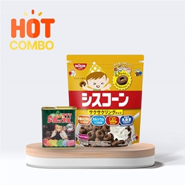 Combo siêu tiết kiệm TPBS: Ngũ cốc Nissin Choco Ring 150g và Kẹo trái cây Sakuma