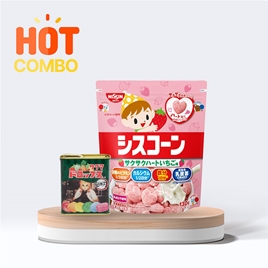 Combo siêu tiết kiệm TPBS: Ngũ cốc Nissin Ciscorn vị dâu 130g và Kẹo trái cây Sakuma